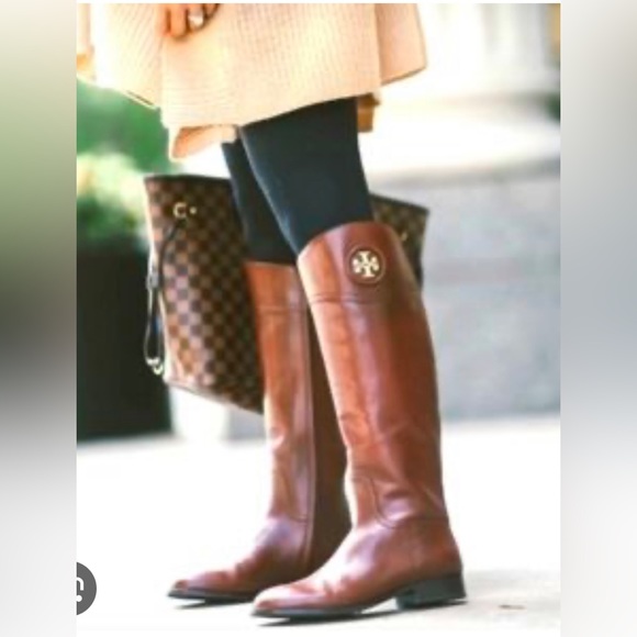 Tory Burch Ashlynn Black Leather Riding Boots - Picture 6 of 8